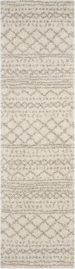 SAFAVIEH Arizona Shag Collection Runner Rug - 2'3" x 10', Ivory & Beige, Moroccan Design, Non-Shedding & Easy Care, 1.6-inch Thick Ideal for High Traffic Areas in Living Room, Bedroom (ASG741A)