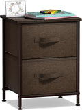 Sorbus Nightstand with 2 Drawers - Bedside Furniture End Table Night Stand with Steel Frame, Wood Top & Easy Pull Fabric Bins - Small Dresser & Chest for Home, Bedroom Accessories & Office