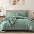 Monbix Queen Comforter Set - 7 Pieces Harbor Green Bed in a Bag Queen Bedding Sets with Comforters, All Seasons Down Alternative Comforter Bed Set with Sheets, Pillowcases & Shams