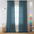 OVZME 2 Panels Sheer Dusty Blue Window Curtain 96" Length for Bedroom, Top Rod Pocket Design Light Filtering Panles for Living Room, 42W x 96L