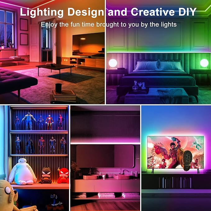 TJOY 200ft Led Strip Lights(2 Rolls of 100ft), Color Changing RGB Led Lights for Bedroom, Long Tape Lighting with 44 Key Remote, Rope Lighting Indoor for Living Room Decor