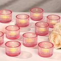 Pink Tealight Candle Holder Set of 12, Small Votive Candle Holders for Table Centerpiece,Glass Tea Light Candles Holder for Party&Home,Wedding Decor(2''Dia*1.4''H)