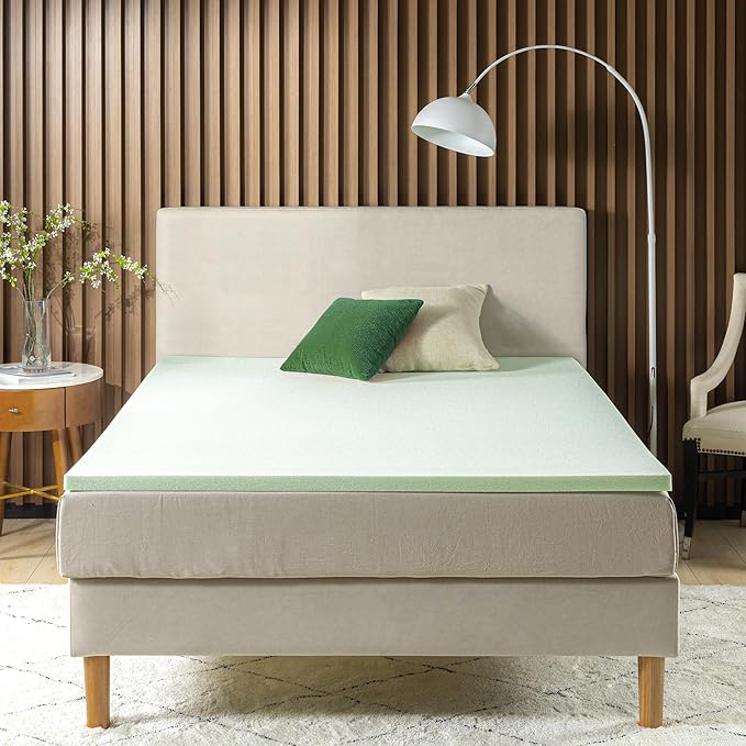 ZINUS 2 Inch Green Tea Memory Foam Mattress Topper, Smaller, More Convenient WonderBox Packaging, Pressure-Relieving Layers, CertiPUR-US Certified, King