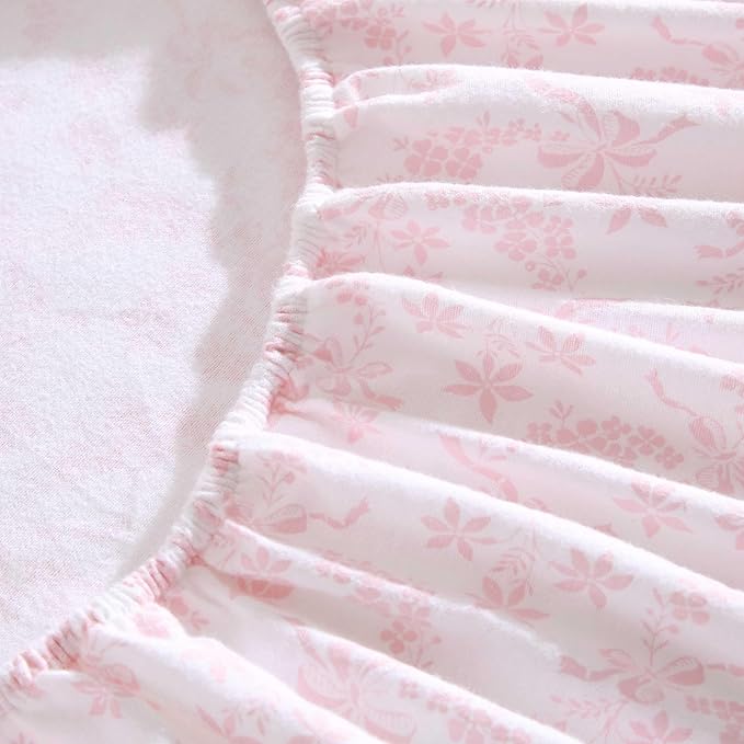 Laura Ashley - Flannel Sheets Queen Size, Anti-Pilling & Wrinkle Resistant Cotton, Touchably Soft for All-Season Comfort - Bed Sheets with Matching Pillowcases & Fitted Sheet (Antoinette Pink)