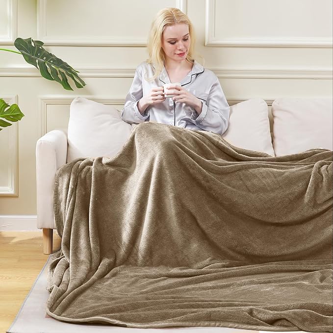 Soft King Size Blanket for All Season Warm Fuzzy Microplush Lightweight Thermal Fleece Summer Autumn Fall Winter Spring Blankets for King Calking Bed Couch Sofa,90x108 Inches,Taupe