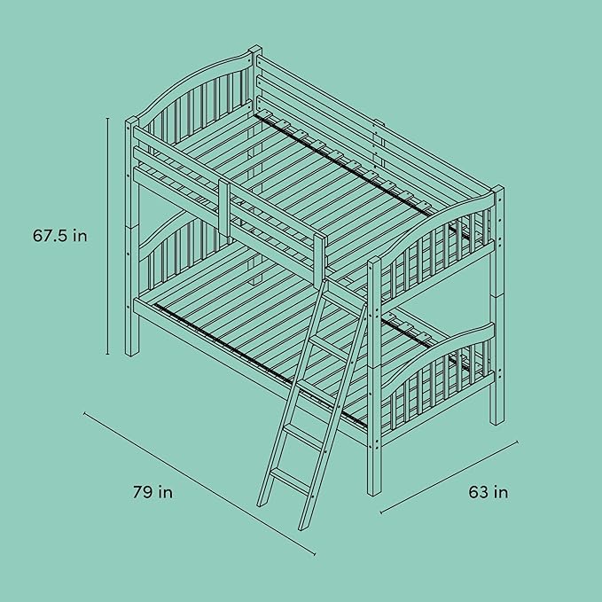 Storkcraft Long Horn Twin-Over-Twin Bunk Bed (Olive) - GREENGUARD Gold Certified, Converts to 2 Individual Twin Beds