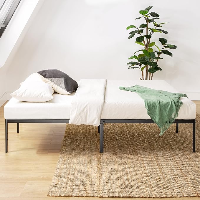 Best Price Mattress 14 Inch Metal Platform Beds w/ Heavy Duty Steel Slat Mattress Foundation (No Box Spring Needed), Queen, Black