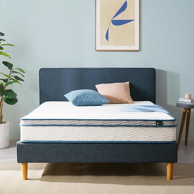 ZINUS 8 Inch Spring Sensation Hybrid Mattress [New Version], Queen, Fiberglass Free, Medium Firmness, Durable Support, Certified Safe Foams & Fabric, Mattress in A Box