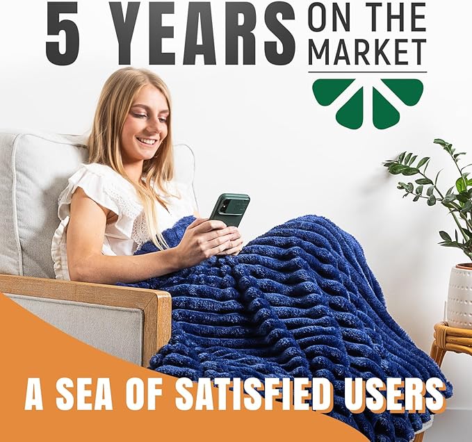 GO Premium Plush Soft Throw Blanket for Couch - Navy Blue Fleece Blanket for Living Room, Bedroom, Home Decor - Small Couch Blanket for Men, Women (50x60 Inches)