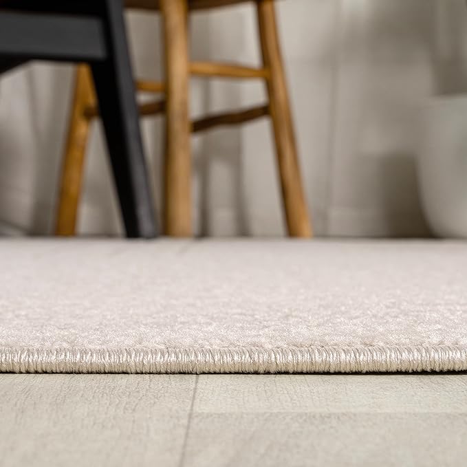 Eyely NCS101A-6R Scandinavian Odense Minimalist Angle Geometric Indoor Rug, Pet Friendly, Non-Shedding, Stain Resistant, Easy-Cleaning, Ivory/Cream, 6' Round, Indoor/Outdoor, Area Rug