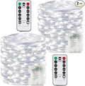2 Pack 200LED Christmas Battery Operated Fairy Lights with Remote, 8 Modes String Lights with Timer, Dimmable, Memory Function, Waterproof Twinkle Lights for Outdoor Indoor Christmas Decor(Cool White)