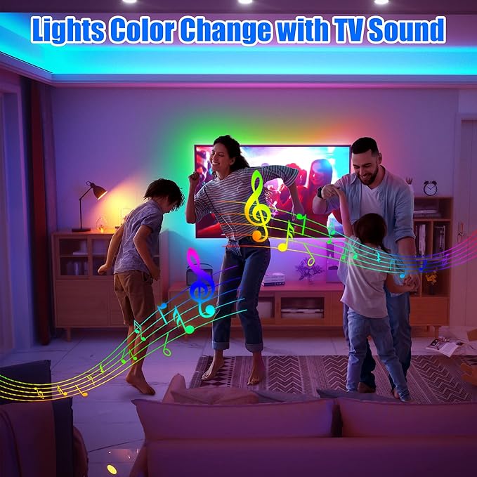 maylit ICRGB TV LED Backlight, 8.2ft Bluetooth LED Lights for TV 24-60in, USB Powered TV Lights Kit with Remote and App Control, Music Sync, Color Change with TV Sound, Bias Lighting for HDTV