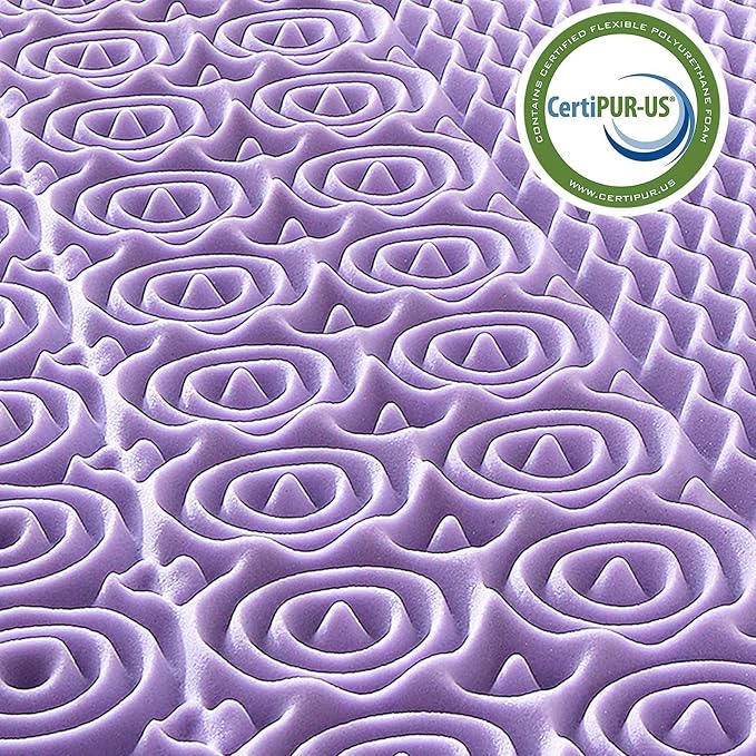 MUXHOMO 3.9 Inch 7-Zone Twin Mattress Topper, Egg Crate Foam Mattress Topper Twin Size for Back Pain, Lavender Cooling Gel Infused Bed Pad, CertiPUR-US and Oeko-TEX Certification (38"×75")