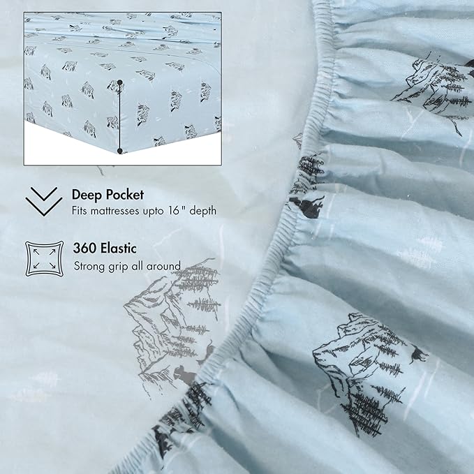 RUVANTI Flannel Sheets Twin Size - 100% Cotton Double Brushed Twin Sheets Set, Deep Pockets 16 Inches, All Seasons Breathable & Extra Soft Bed Sheets, Warm & Cozy, 3 Piece, Soul Dog