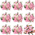 Hoteam 24 Bundles Artificial Peonies Flowers Wedding Faux Flowers Silk Peony Bouquet Bulk Bride Fake Florals Arrangements for Table Centerpieces Wedding Party Vase Decor (Light Pink, White)