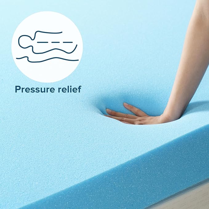 ZINUS 2 Inch Green Tea Cooling Gel Memory Foam Mattress Topper, Smaller, More Convenient WonderBox Packaging, Cooling Gel Foam, CertiPUR-US Certified, Twin XL