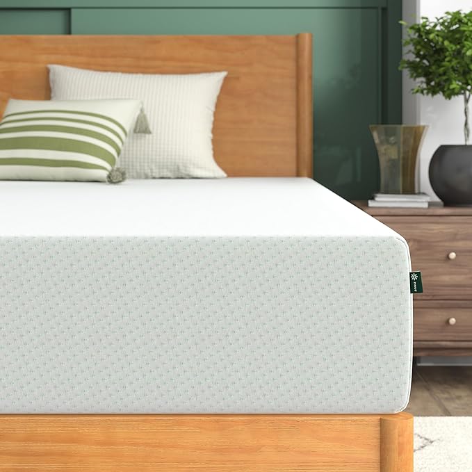 ZINUS 10 Inch Green Tea Memory Foam Mattress, Twin, Fiberglass Free, Patented Custom Contour Support, Sturdy Base Foam, CertiPUR-US Certified, Mattress in A Box, White