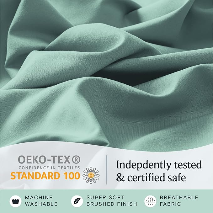 LuxClub 4 PC California King Sheet Set, Breathable Luxury Bed Sheets, Deep Pockets Wrinkle Free Cooling Sheets Machine Washable Hotel Bedding Silky Soft - Light Teal Cal King