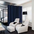 NICETOWN Room Dividers Curtains Screens Partitions, Premium Heavyweight Laundry Divider for Office, Vintage and Sliding, Including 16 Silver Ring Top (1 Panel, 20ft Wide x 7ft Long, Navy)