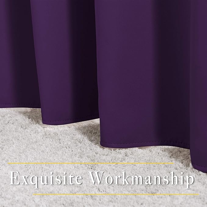 NICETOWN 84 inch Long Royal Purple Curtains - Grommet Solid 50% Room Darkening Thermal Insulated Curtains Drapes for Living Room/Sliding Glass Door (2 Panels, W66 x L84)