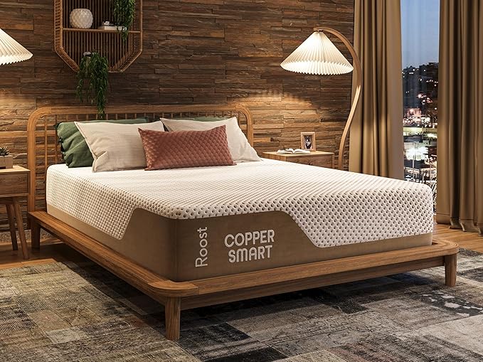 ROOST SLEEP 14-Inch King Mattress with Medium Firm Support, CertiPUR-US Certified, Copper Smart Thermic Cooling Gel Memory Foam for Hot Sleepers, Made in USA
