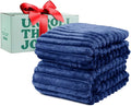 GO Premium Comfy Soft Queen Blanket - Navy Blue Fleece for Couch, Bed, Living Room, Bedroom - Large (90x90 Inches)