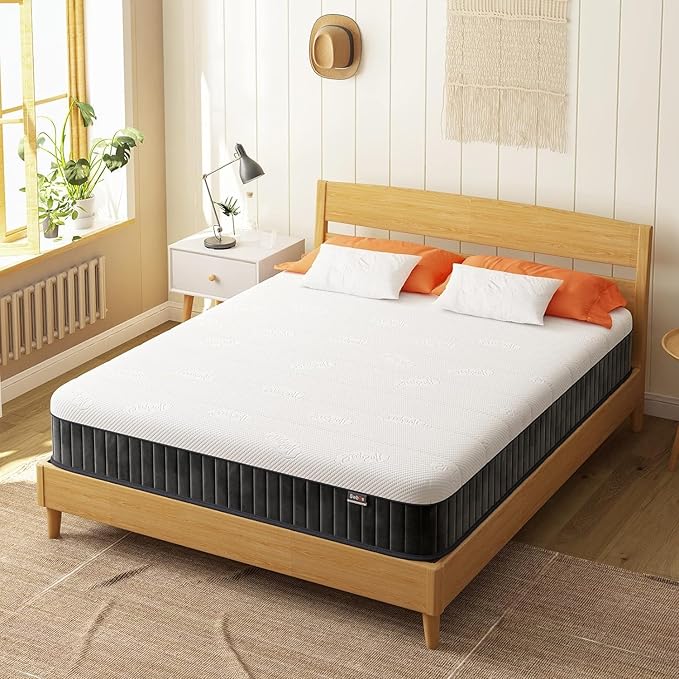 Swbvs Firm Queen Mattress, 12 Inch Memory Foam Firm Queen Mattress Size with Hybrid Queen Bed Mattress in a Box Pressure Relief &Queen Size Mattress