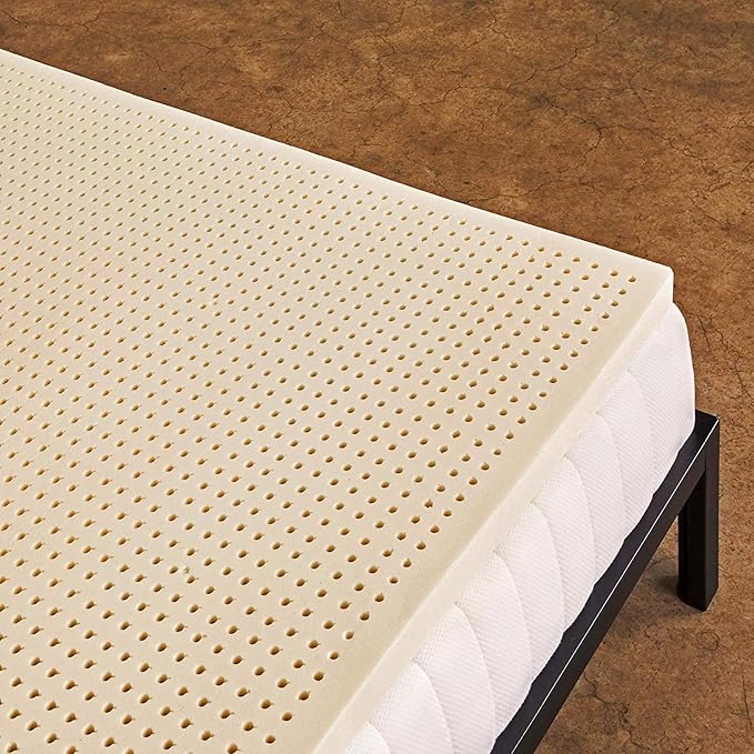 Pure Green Natural Latex Mattress Topper - Medium Firmness - 1 Inch - Twin Size (GOLS Certified Organic)