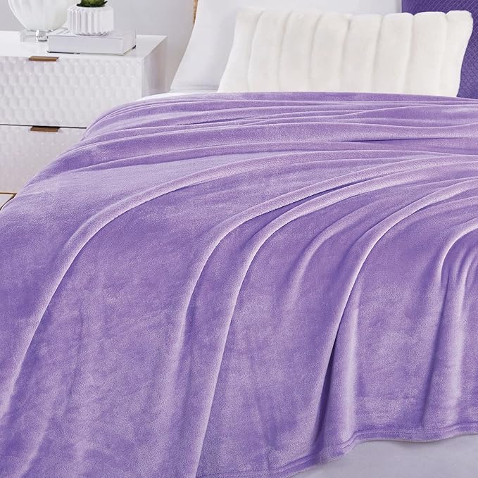 Walensee Fleece Blanket Plush Throw Fuzzy Lightweight (Twin Size 60x80 Lavender) Super Soft Microfiber Flannel Blankets for Couch, Bed, Sofa Ultra Luxurious Warm and Cozy for All Seasons