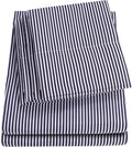 Queen Sheets Stripe Navy - 6 Piece 1500 Supreme Collection Fine Brushed Microfiber Deep Pocket Queen Sheet Set Bedding - 2 Extra Pillow Cases, Great Value, Queen, Classic Stripe Navy