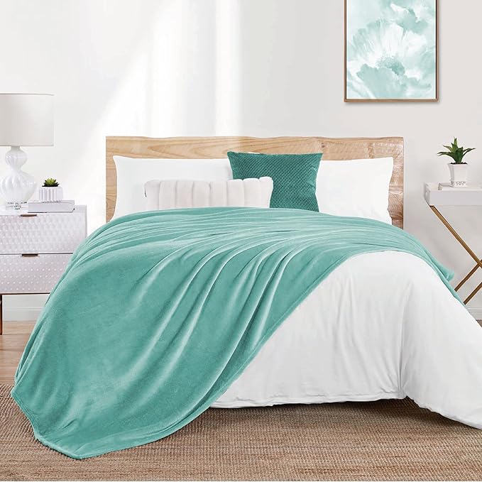 Walensee Fleece Blanket Plush Throw Fuzzy Lightweight (XL-Twin Size 66x90 Light Blue) Super Soft Microfiber Flannel Blankets for Couch, Bed, Sofa Ultra Luxurious Warm and Cozy for All Seasons