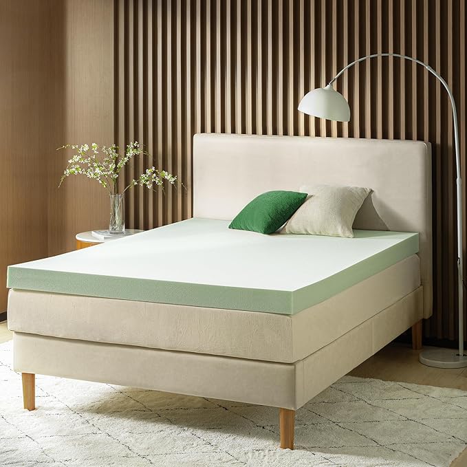 ZINUS 4 Inch Green Tea Memory Foam Mattress Topper, Smaller, More Convenient WonderBox Packaging, Pressure-Relieving Layers, CertiPUR-US Certified, King