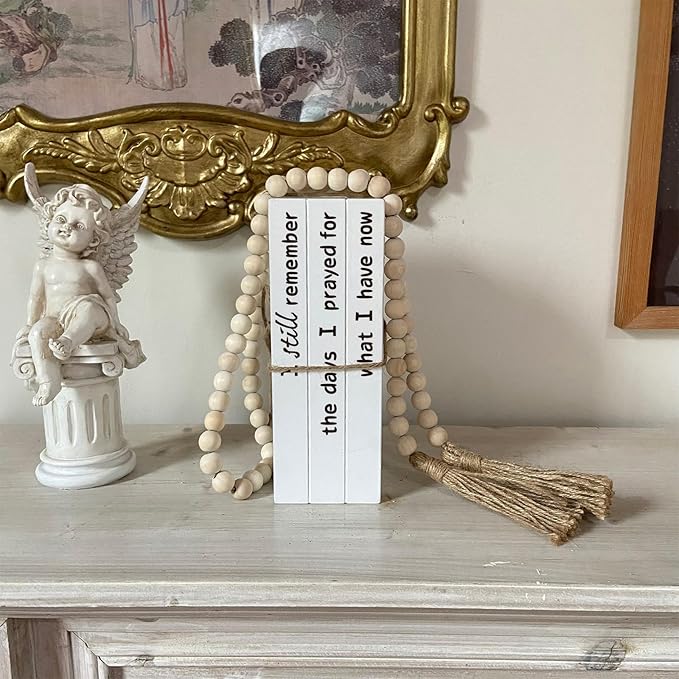 Decorative Books for Home Decor, White Faux Books for Decoration, Rustic Farmhouse Stacked Display Books (I Still Remember)