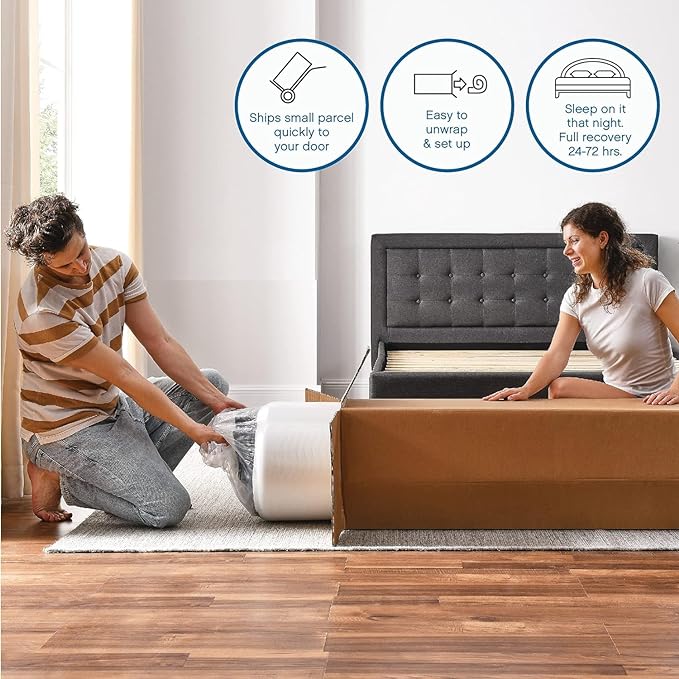 Cool Gel 10 Inch Queen Memory Foam Mattress Medium Firm, Memory Foam Mattress Queen Size Cooling, Made in the USA, 10" Depth with Pressure Relief, CertiPUR-US Certified No Fiberglass, CoolGel Bed
