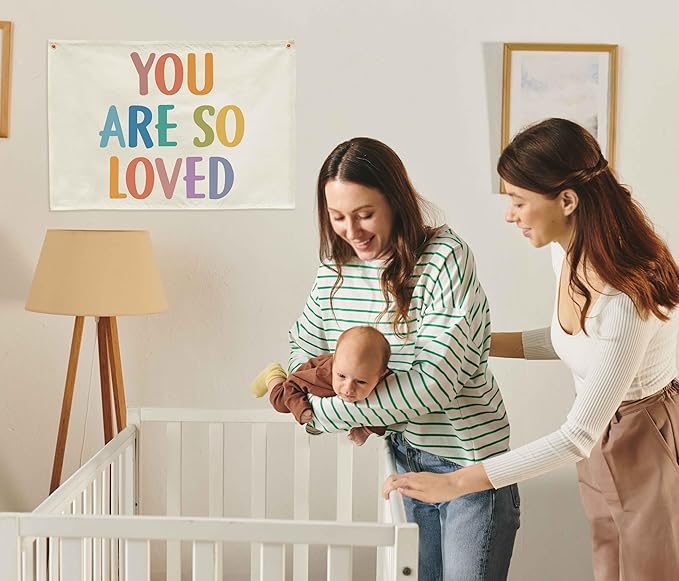 You Are So Loved-Nursery Rectangular Canvas Banner-Boho Flag Wall Sign Decor for Toddler Boy Girl Kids,Baby Room Above Crib Bedroom Playroom Reading Room Decor-Baby Shower Birthday Christmas Gift