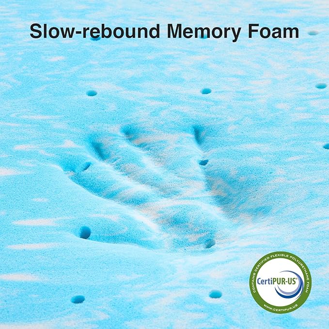 Novilla Memory Foam Mattress Topper King - 3 Inch Cooling Gel Infused Memory Foam | Slow-Rebound Pressure Relief | CertiPUR Certified | Comfort for Sleeper Sofa, RV, Camper, Dorm Room