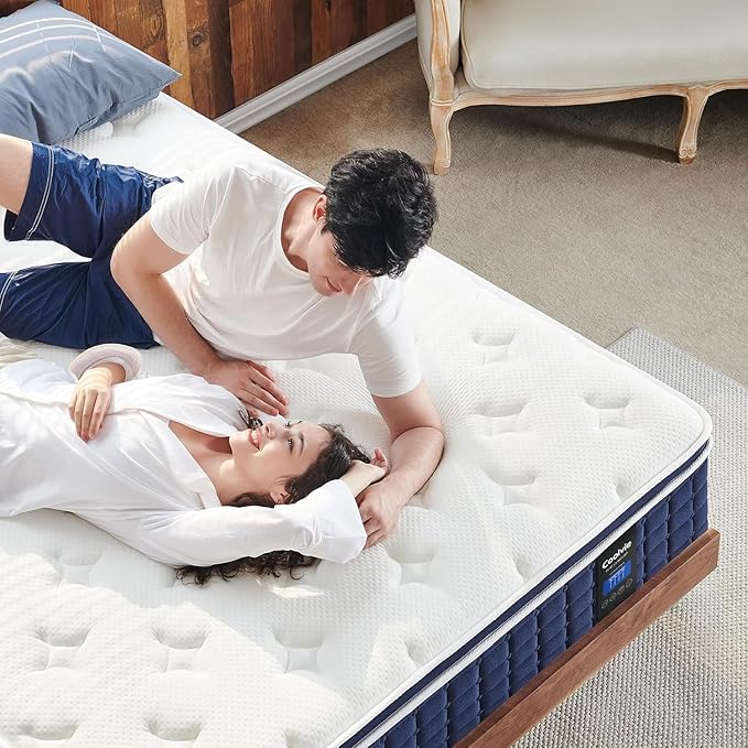 Coolvie Queen Mattress 14 Inch in a Box, Medium Firm Feel Hybrid Queen Size Mattress, CertiPUR-US® Certified Memory Foam&Pocket Spring, Extra Lumbar & Shoulder Support for Pain Relief, 80''L x 60''W