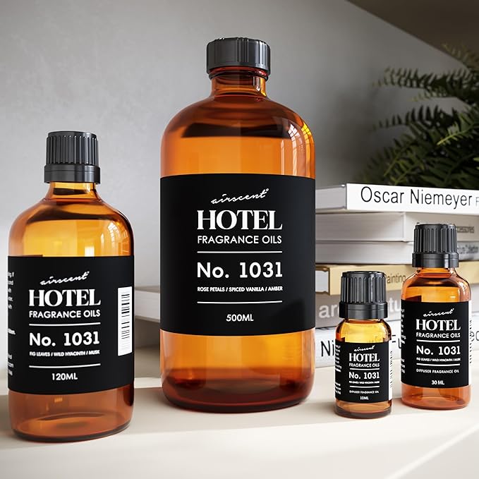 AirScent Hotel Diffuser Oil No. 1031 - Rose Petals Spiced Vanilla Amber - Hotel Scent Dupe -Premium Fragrance Oil for Ultrasonic and Waterless Diffusers and Crafting - 500 mL, 16.9 fl oz Glass Bottle