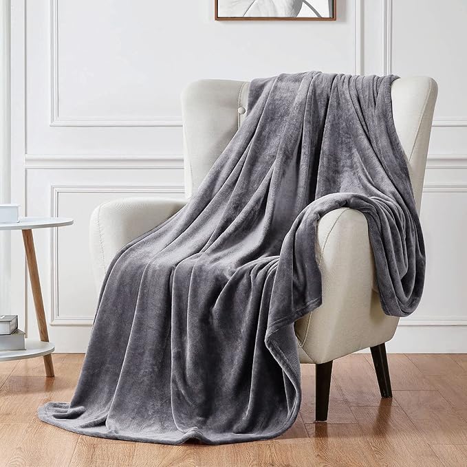 Walensee Fleece Blanket Plush Throw Fuzzy Lightweight (Twin Size 60x80 Dark Grey) Super Soft Microfiber Flannel Blankets for Couch, Bed, Sofa Ultra Luxurious Warm and Cozy for All Seasons