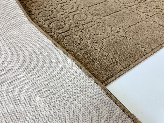 Custom Size Modern Abstract Floor Carpet Runner Rug for Hallways, Slip Resistant Latex Rubber Backed, 31 inch Wide X Customized Length, Art Gold Tan, 31 inch X 9 feet