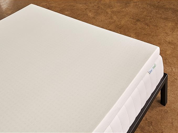 Pure Green Natural Latex Mattress Topper w/Luxury Cover - Medium Firmness - 1 Inch - Queen Size (GOLS Certified Organic)