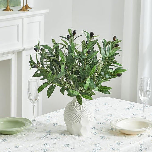 10 PCS 18 Inch Olive Tree Branches Greenery Stems Artificial Plants Faux Olive Branch for Vase Realistic Green Stem Home Decor Indoor