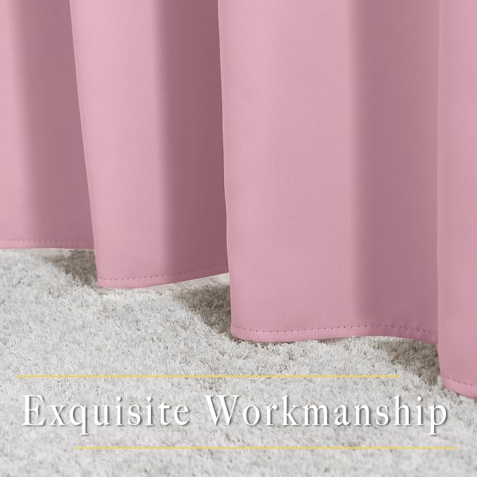 NICETOWN Blackout Living Room Curtains 90 inches Long - Energy Saving Thermal Insulated Sound Dampening Grommet Room Darkening Window Treatments for Bedroom (Crystal Pink, 2 Panels, W46 x L90)
