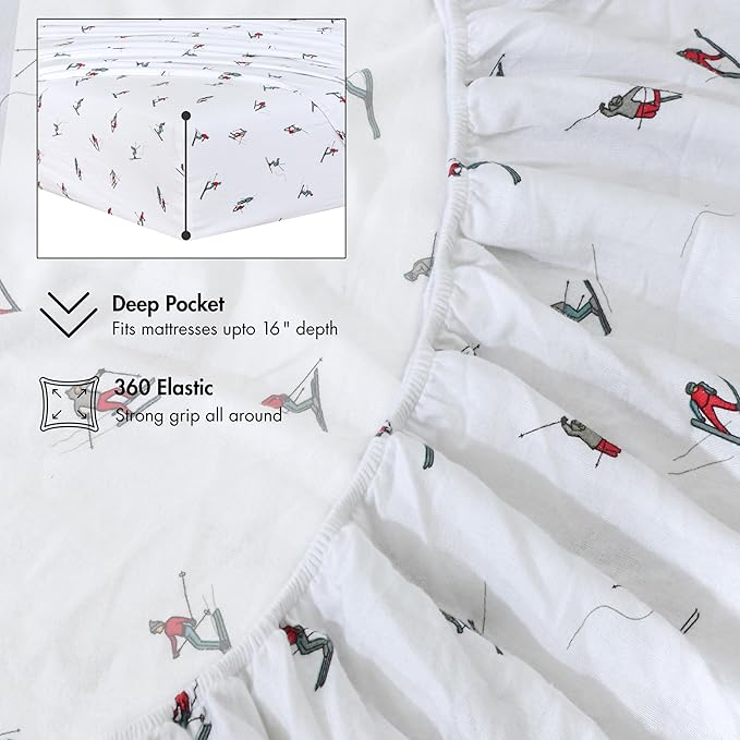 RUVANTI Flannel Sheets Twin Size - 100% Cotton Double Brushed Twin Sheets Set, Deep Pockets 16 Inches, All Seasons Breathable & Extra Soft Bed Sheets, Warm & Cozy, 3 Piece, Flurry Friends