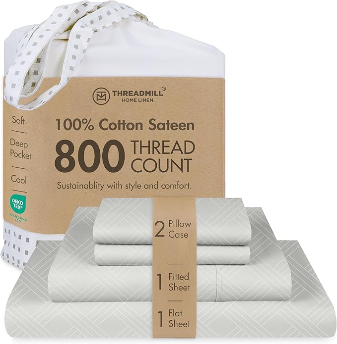 Celine King Size Sheets for King Mattress | 800 Thread Count Jacquard Light Grey | Better Than Egyptian Cotton | 4 Pc Bed Sheets | Damask Sheets Fits 16'' Deep Pocket | 100% Cotton