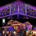 Toodour Christmas Icicle Lights Outdoor, 1224 LED 100ft 8 Modes Fairy Icicle String Light with 204 Drops, Led Christmas Lights Twinkle for Holiday, Party, Wedding, Eaves, Xmas Decorations (Multicolor)