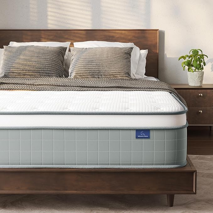 Vesgantti Full Size Mattress, 12 Inch Innerspring Hybrid Full Mattress in a Box, Pressure Relief Pocket Spring Double Bed Mattress with Memory Foam & Knitted Fabric, Medium Firm, CertiPUR-US