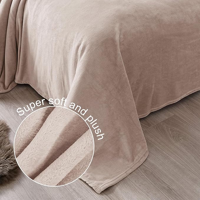 Exclusivo Mezcla Fleece Blanket King Size for Bed, Super Soft and Warm, All Season Use, Cozy, Plush, Lightweight, 120x120 Inches, Light Grey