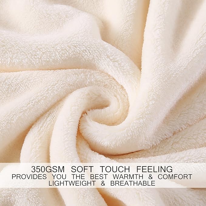 HOZY Soft Blanket King Size Fleece Warm Fuzzy Throw Blankets for The Bed Sofa Lightweight 350GSM Ivory 90"*108"