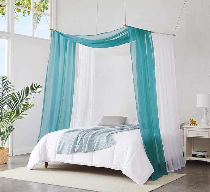 Warm Home Designs Standard Length Green Teal Sheer Window Scarf. Valance Scarves are 54 X 144 Inches. Great As Wedding Arch Draping Fabric, Bed Canopy Or for Decorative Project. AM Teal 144"